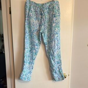 Lilly Pulitzer Blue, Pink and White Ocean Print Pants